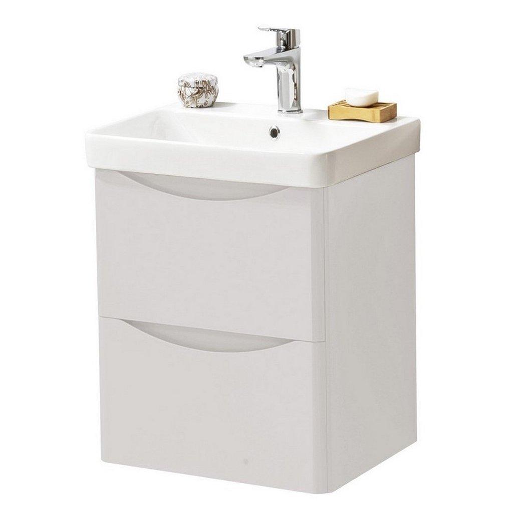 CashmereBathroom Wall Mounted 2-Drawer Unit with Basin 500mm Wide
